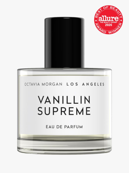 Octavia Morgan Los Angeles Vanillin Supreme Eau de Parfum in branded component on a light gray background with the 2026 best of beauty seal in the top right corner